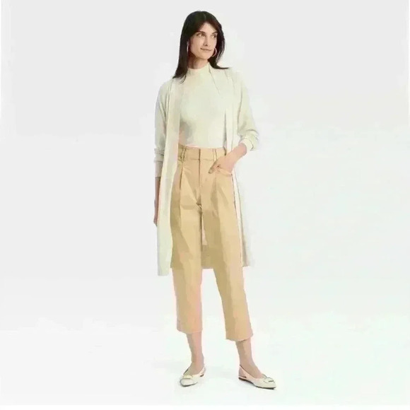 Women's High-Rise Pleat Front Ankle ChinoPants - A New Day™ Beige  size 8 - Picture 1 of 10